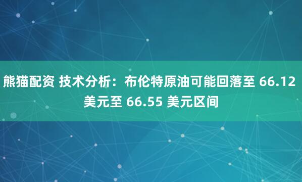 熊猫配资 技术分析：布伦特原油可能回落至 66.12 美元至 66.55 美元区间